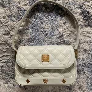 MCM Shoulder Cream Leather Bag